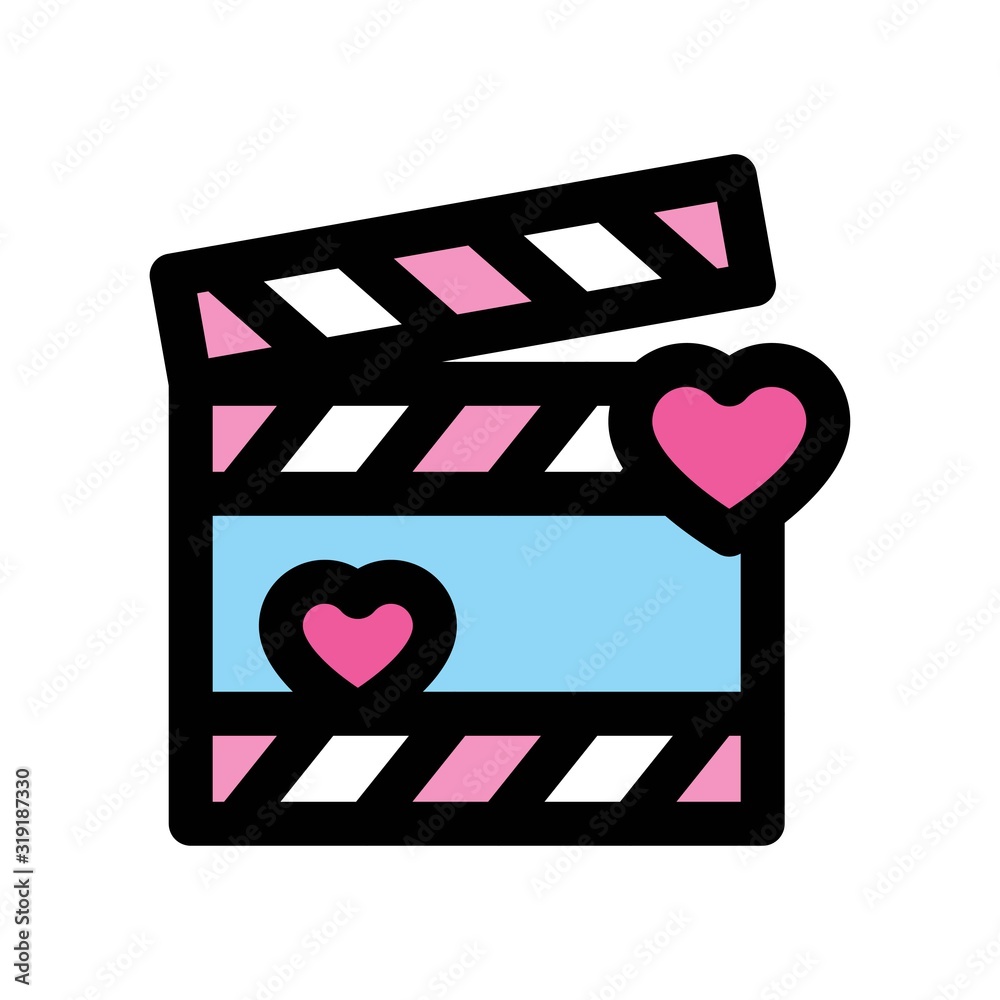 valentines related love and romance video player with heart vectors with editable stroke,
