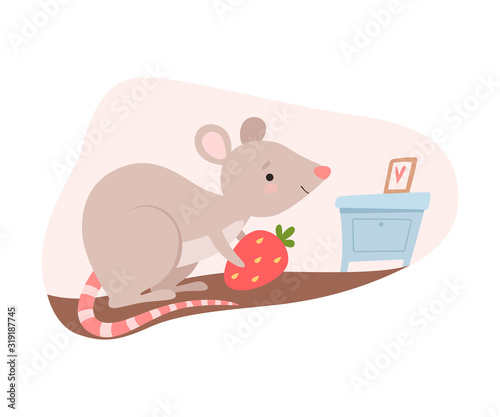 Mouse Preparing Food in Tree Hollow Vector Illustration