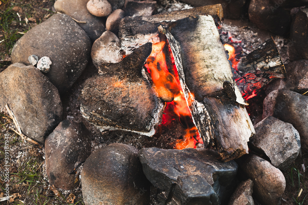 Outdoor bonfire, top view