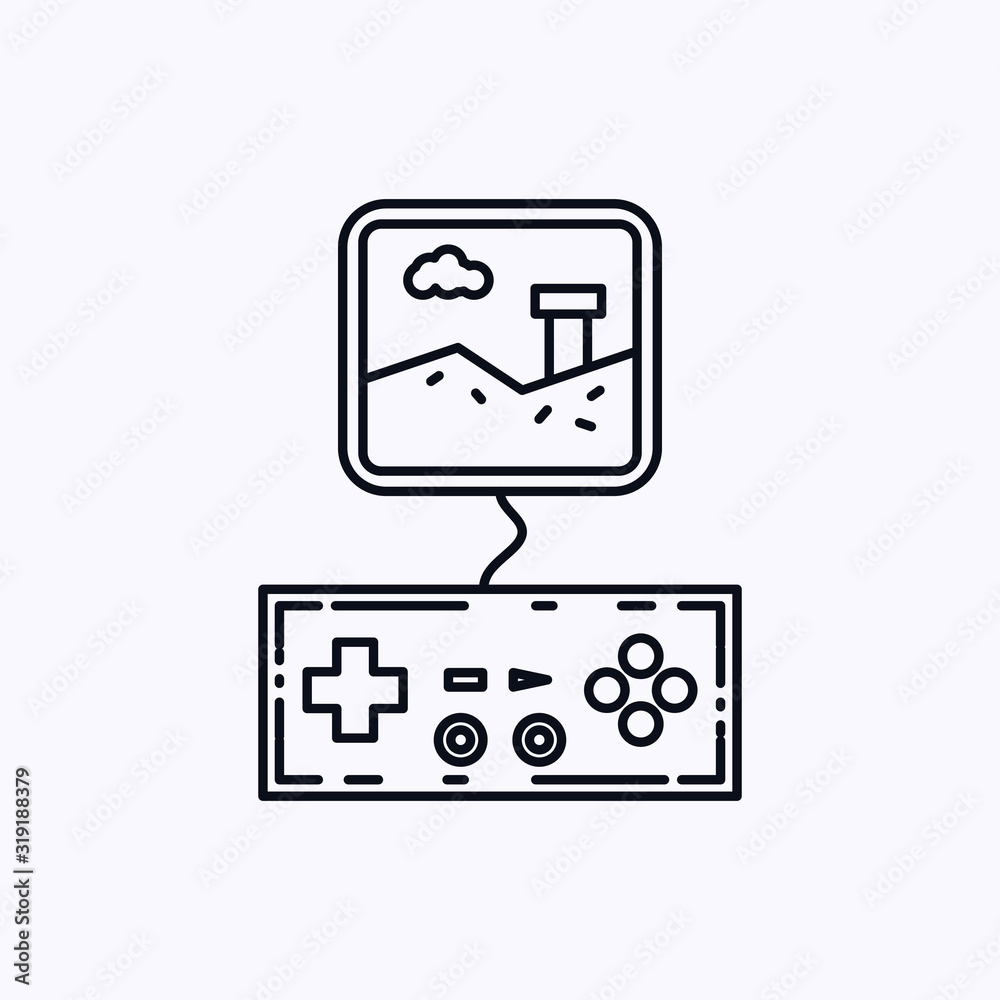 Gamepad with game on screen icon isolated Gamepad with game on screen icon isolated
