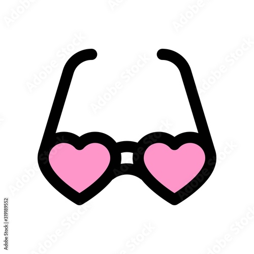love and wedding related heart shape glasses vectors with editable stroke,