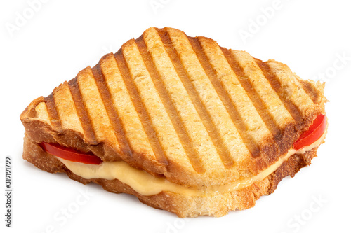 Cheese and tomato toasted sandwich.