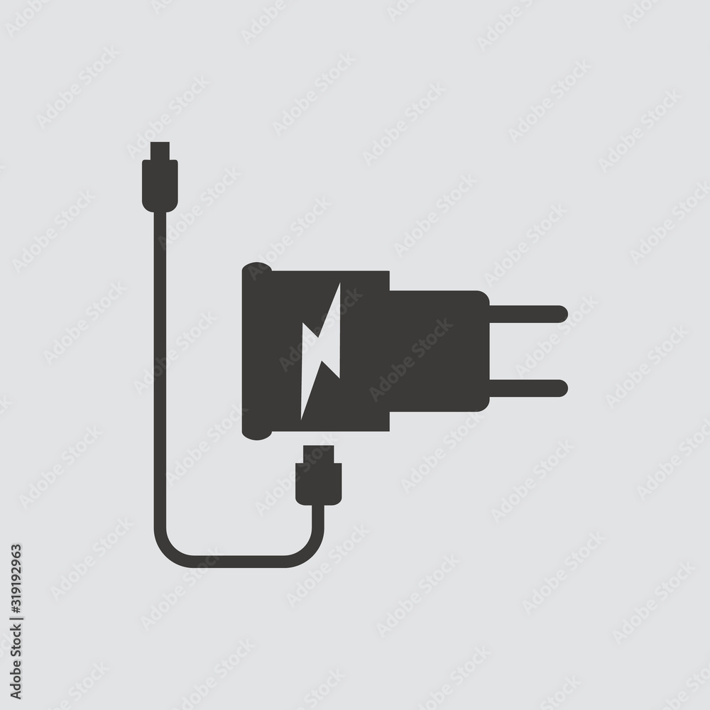 Power adapter icon isolated of flat style. Vector illustration. Power adapter icon isolated of flat style. Vector illustration.