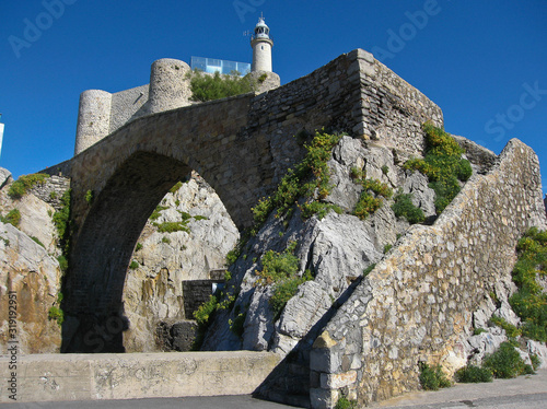 The ruins of an old castle in the port of Castro Urdiales, Spain