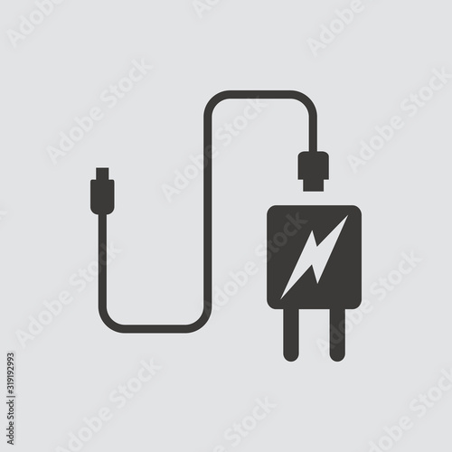 Power adapter icon isolated of flat style. Vector illustration.