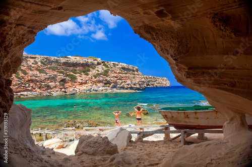 Embarcadero tradicional en la isla de Formentera photo