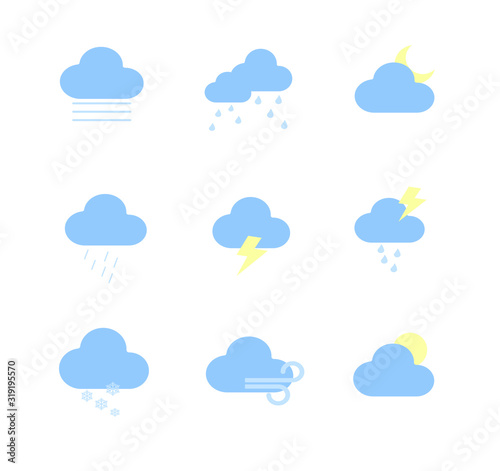 Collection of flat vector icons - weather forecast isolated