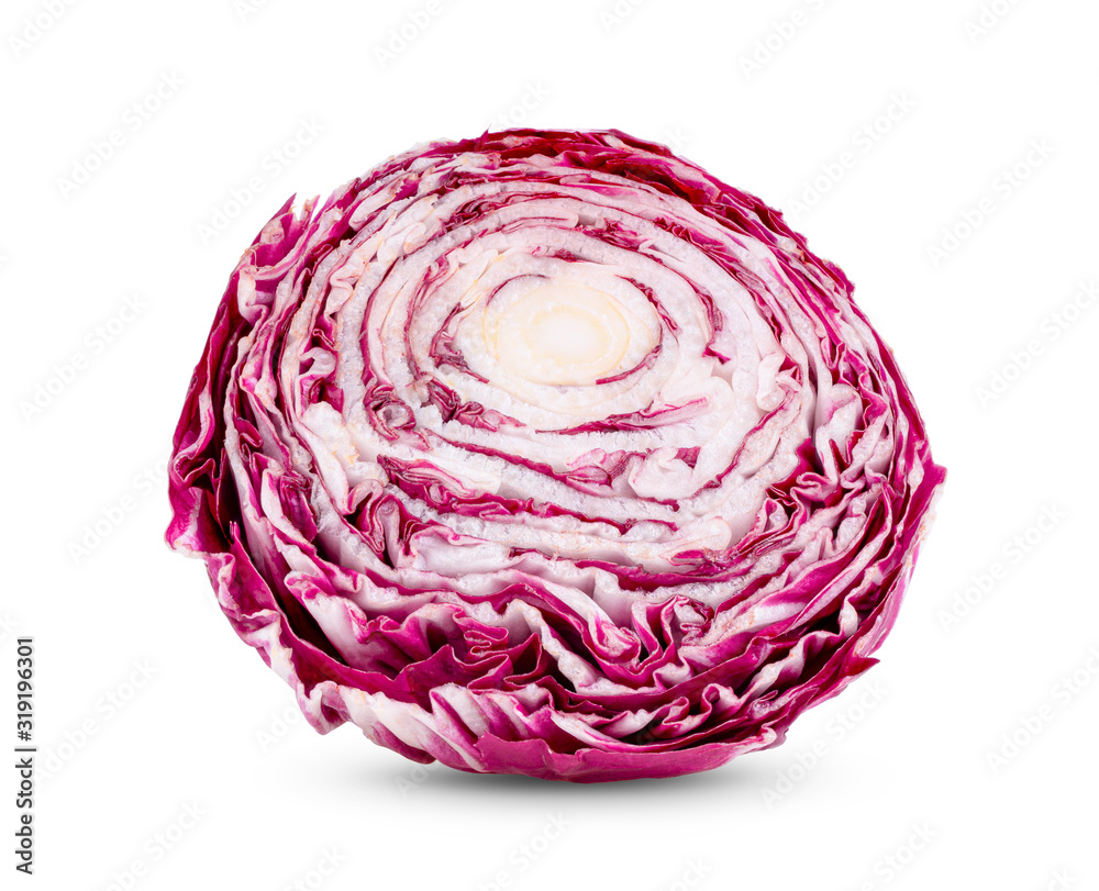 slice fresh red radicchio isolated on white slice fresh red radicchio isolated on white