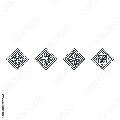 Set of hand drawn vector stamps. Unique vector elements for design. Pen and Ink. Vector dividers. Forest theme.