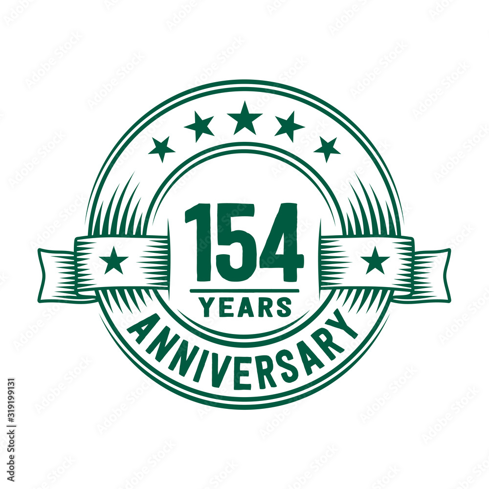 154 years logo design template. 154th anniversary vector and illustration. 154 years logo design template. 154th anniversary vector and illustration.