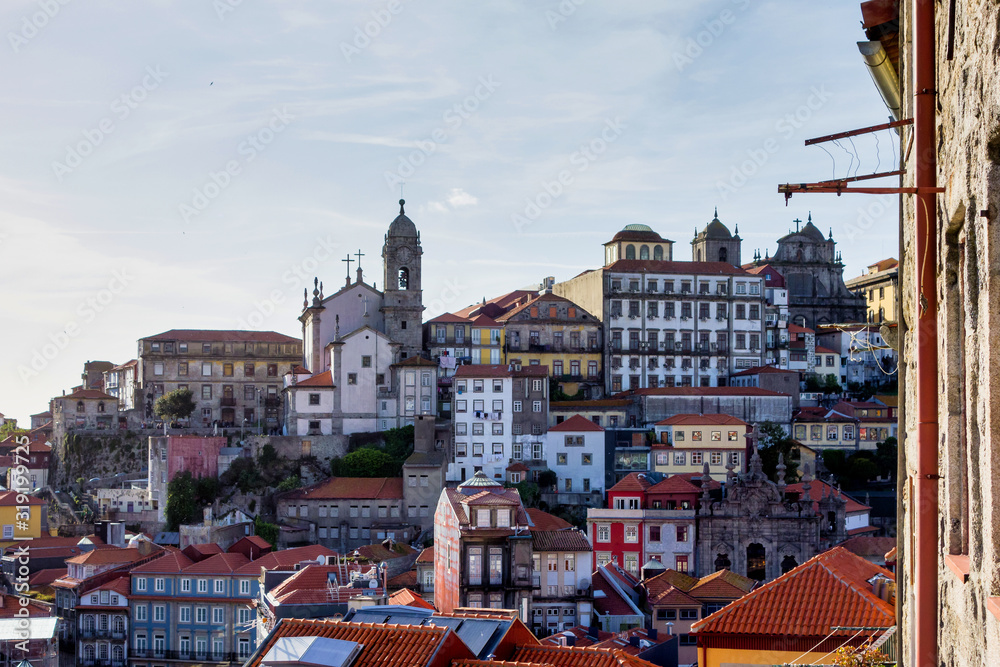 View of the old city center of Porto, Oporto in Portugal