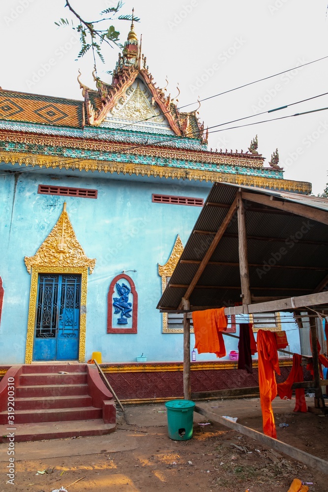 Obraz premium Buddhist tunic (Kesa) inside Wat Hanchey, a Buddhist temple near Kampong Cham city, Cambodia