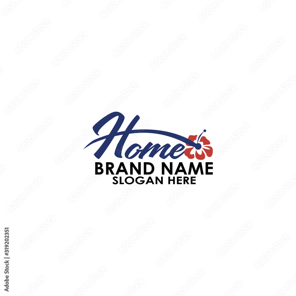 logo letter home with flower vector design