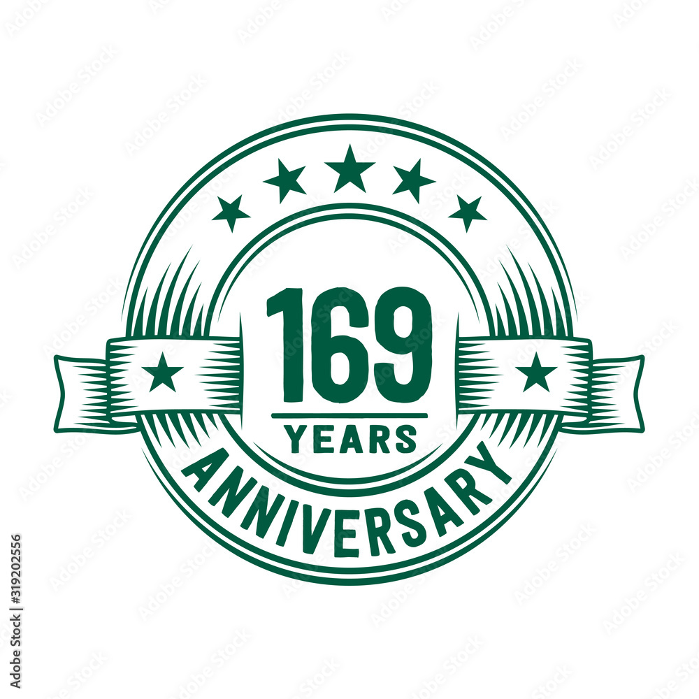 169 years logo design template. 169th anniversary vector and illustration.