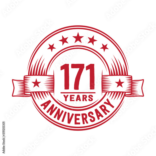 171 years logo design template. 171st anniversary vector and illustration.