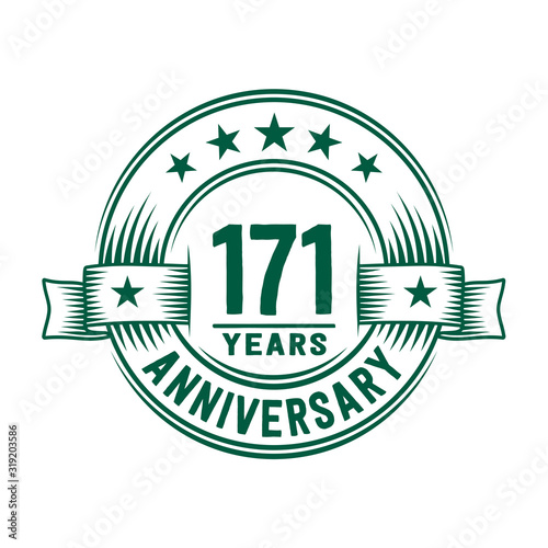 171 years logo design template. 171st anniversary vector and illustration.