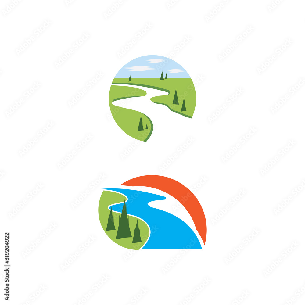 Obraz premium River vector icon illustration