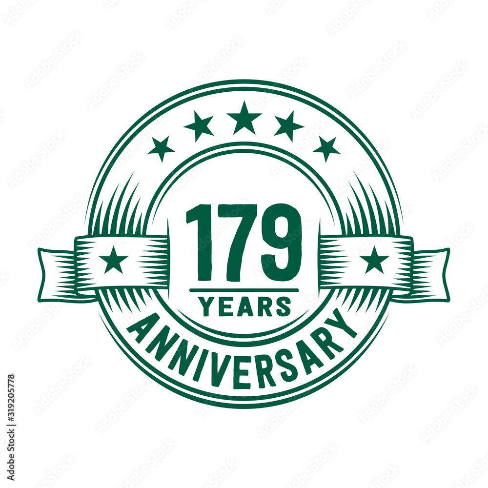 179 years logo design template. 179th anniversary vector and illustration. 179 years logo design template. 179th anniversary vector and illustration.
