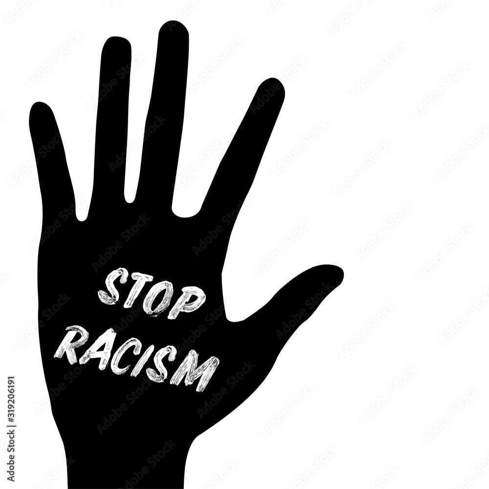 isolated stop racism written on a hand isolated stop racism written on a hand