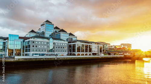 Photography Panoramic view of Dublin at sunset.