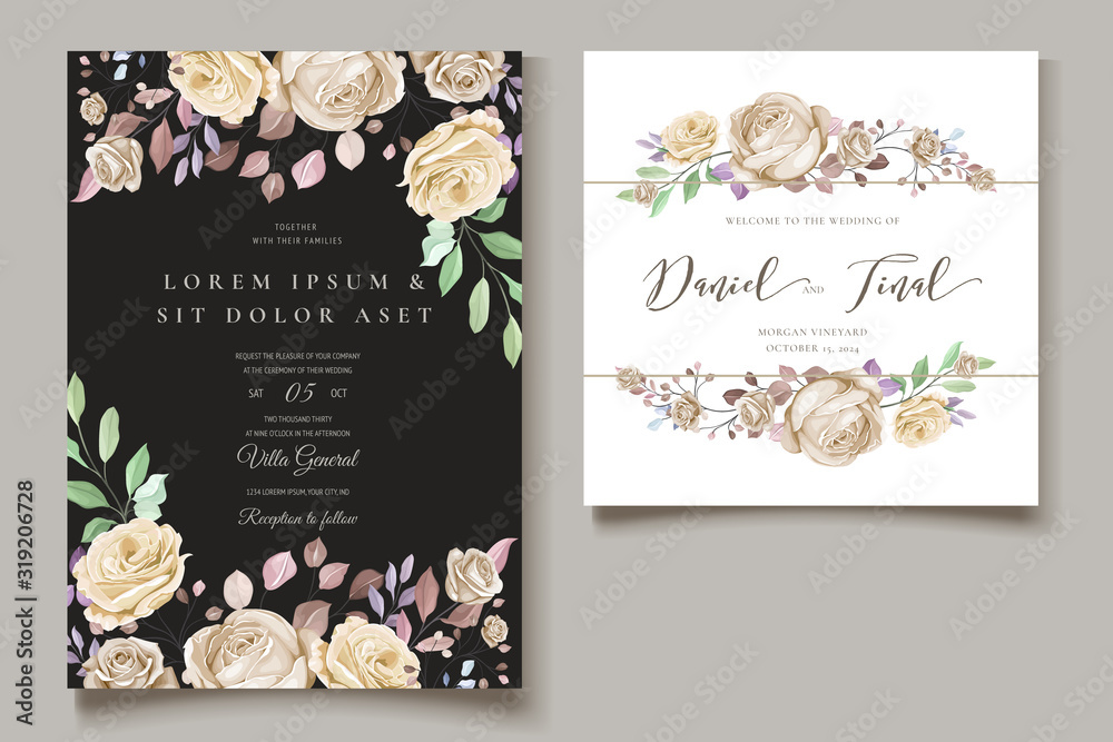 gold and yellow floral wedding invitation card