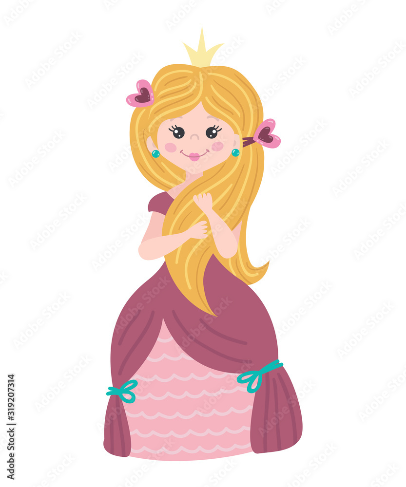 Cute isolated princess on a white background.