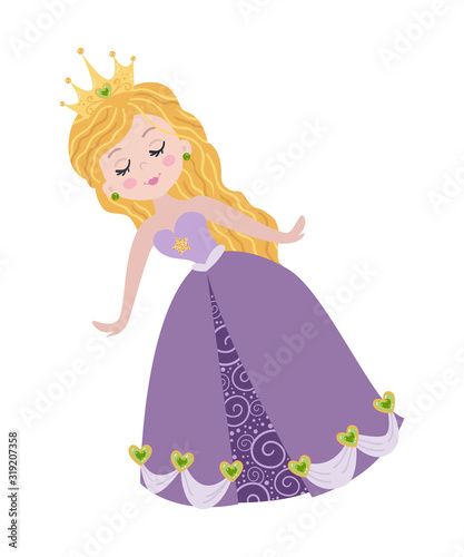 Cute isolated princess on a white background.