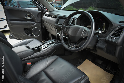 black modern vehicle interior of sport car © sutichak