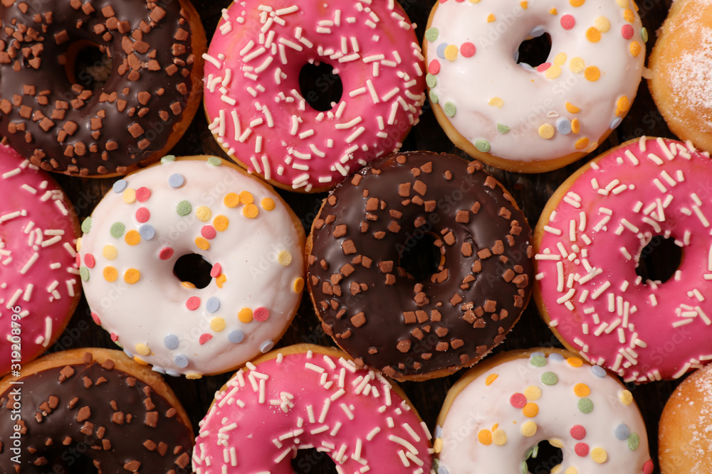 assorted of chocolate and icing donut assorted of chocolate and icing donut