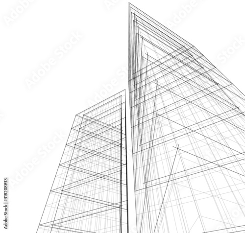 abstract buildings, architectural drawing 3d