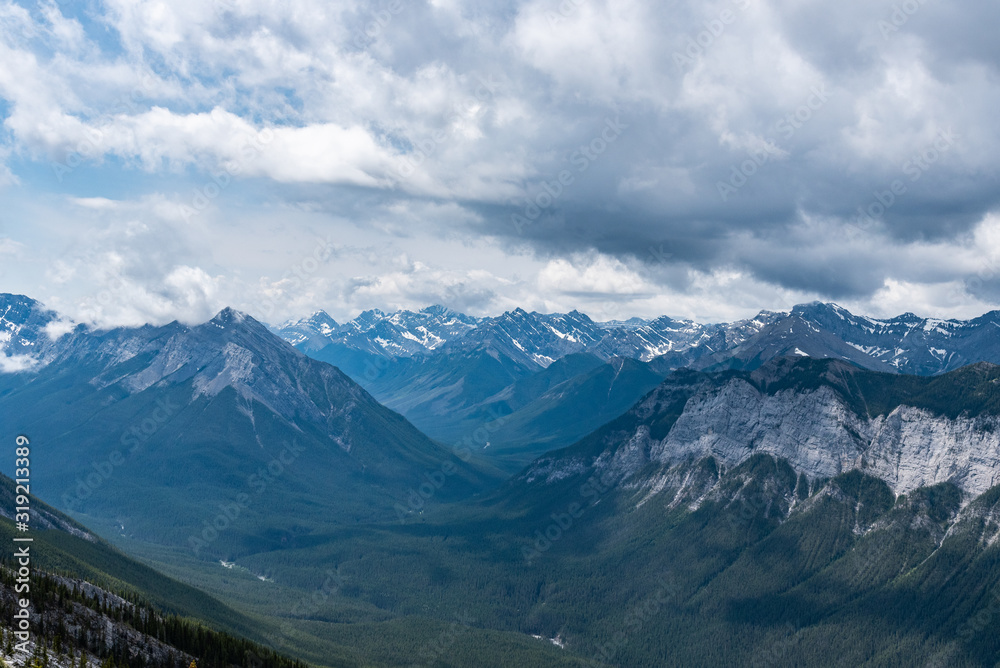 View of Rocky Mountains from Mount Rundle, Alberta, Canada
