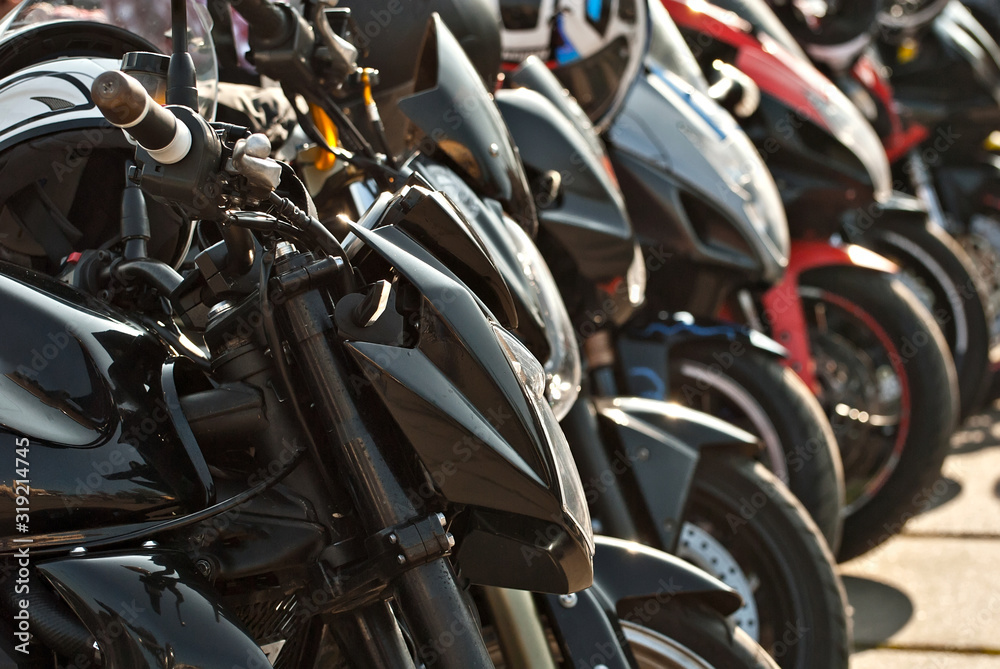 Many motorcycles on the biker show. Motorcycle elements closeup. City Bikers Festival. Many motorcycles on the biker show. Motorcycle elements closeup. City Bikers Festival.