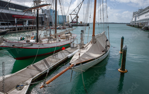 Auckland New Zealand. Old historic boats. Maritime Museum. Harbor