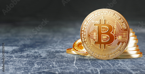 Golden Bitcoin Coin. Bitcoi...