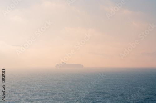Foggy morning view on the Gibraltar Strait
