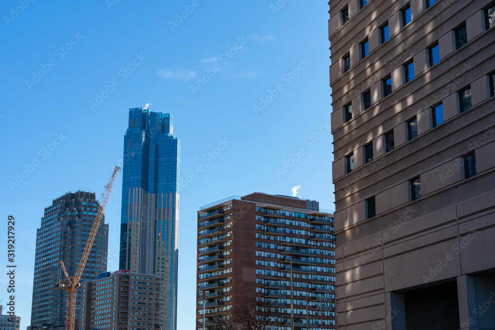 Downtown Jersey City with Modern Skyscrapers and Construction Downtown Jersey City with Modern Skyscrapers and Construction