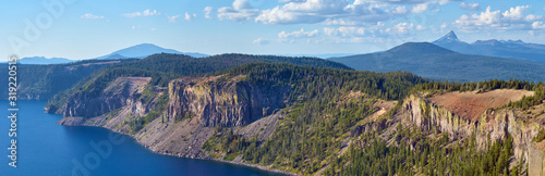 Panoramic view to the rim of Crater lake.