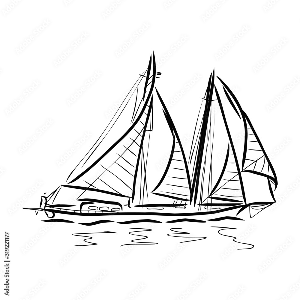 vector illustration of sailing ship