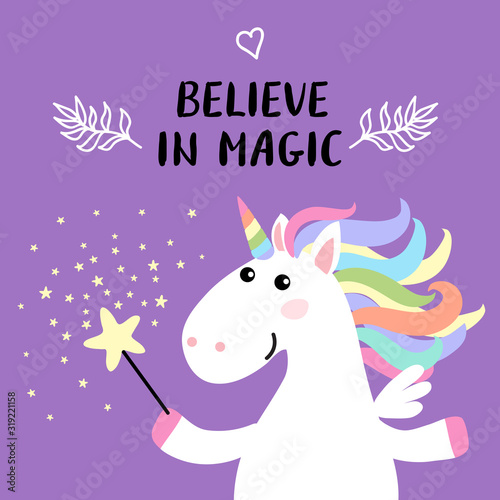 Cute Magical Unicorn Head Vector Design