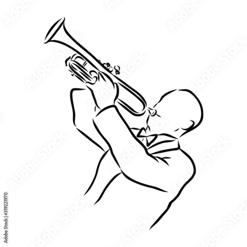 trumpeter with trumpet, tube 