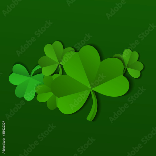 Shamrock in Paper Cut style. St. Patrick's day design element, vector