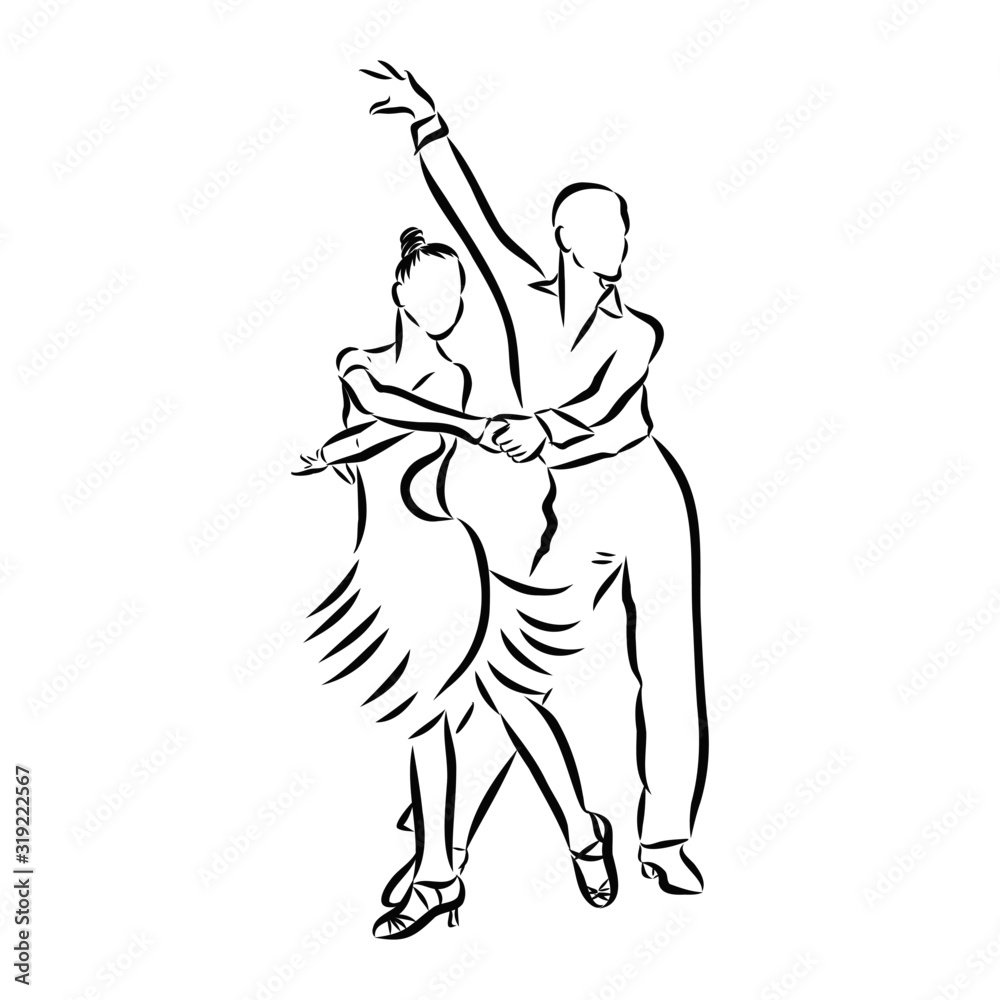 Fototapeta premium silhouettes of couple of latin dancers