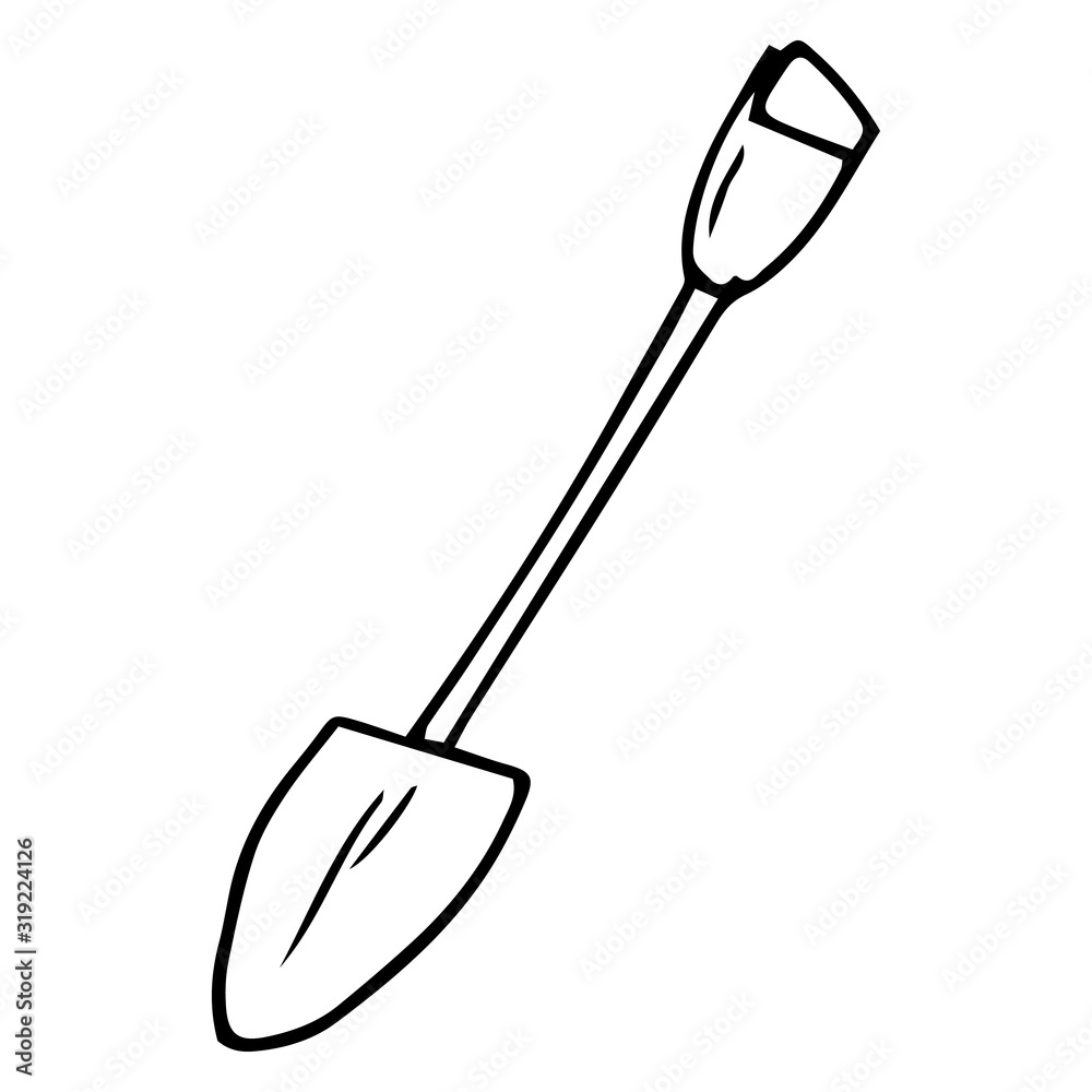 Shovel icon. Vector illustration of garden shovel. Hand drawn garden shovel. Shovel icon. Vector illustration of garden shovel. Hand drawn garden shovel.