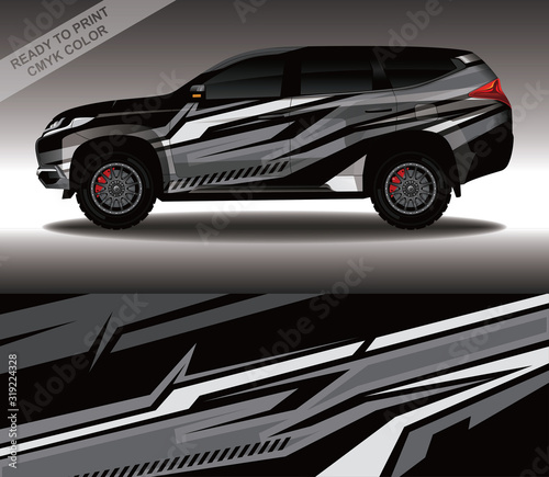 Car wrap decal design vector, custom livery race rally car vehicle sticker and tinting.