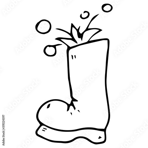 Garden rubber boots. Vector illustration of rubber boots. Spring rubber boots for gardening.