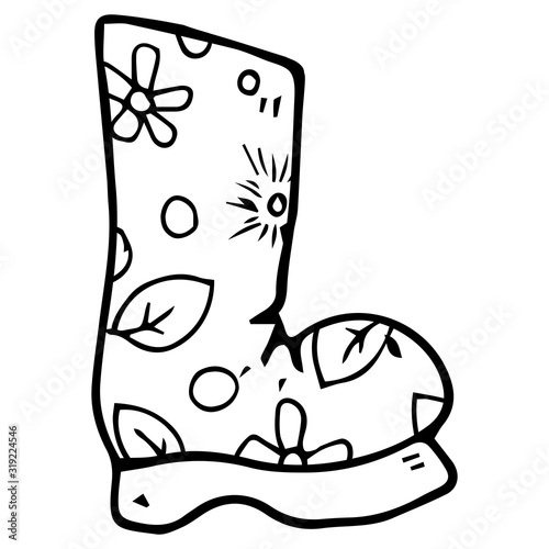 Garden rubber boots. Vector illustration of rubber boots. Spring rubber boots for gardening.