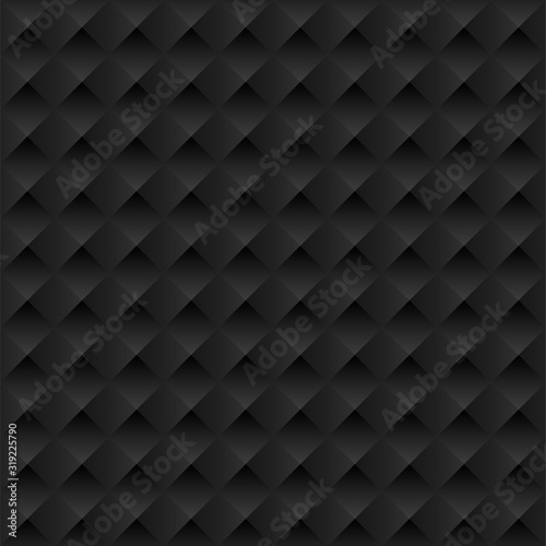 Black modern volumetric texture. Vector geometric seamless pattern.