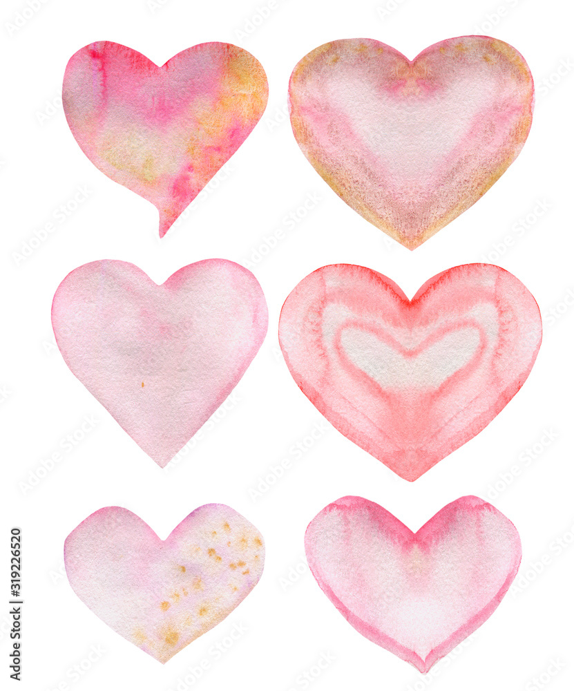 Watercolor illustration of a pink heart. Valentine's Day. Hand-drawn and suitable for all types of design.