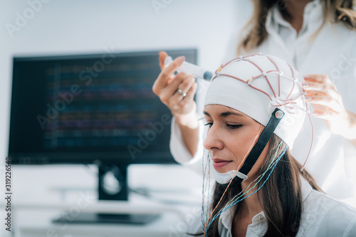 Obraz na plátně Neuroscience Lab, EEG Scanning