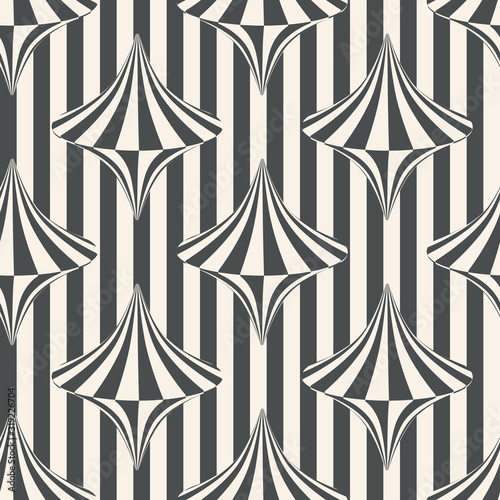 Abstract seamless pattern with geometric volumetric shapes.